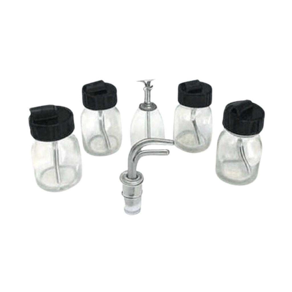 SATAminijet 4400 B 25ml Glass Cup with Plug-In Lid (x5) & QCC Plug-In Connection