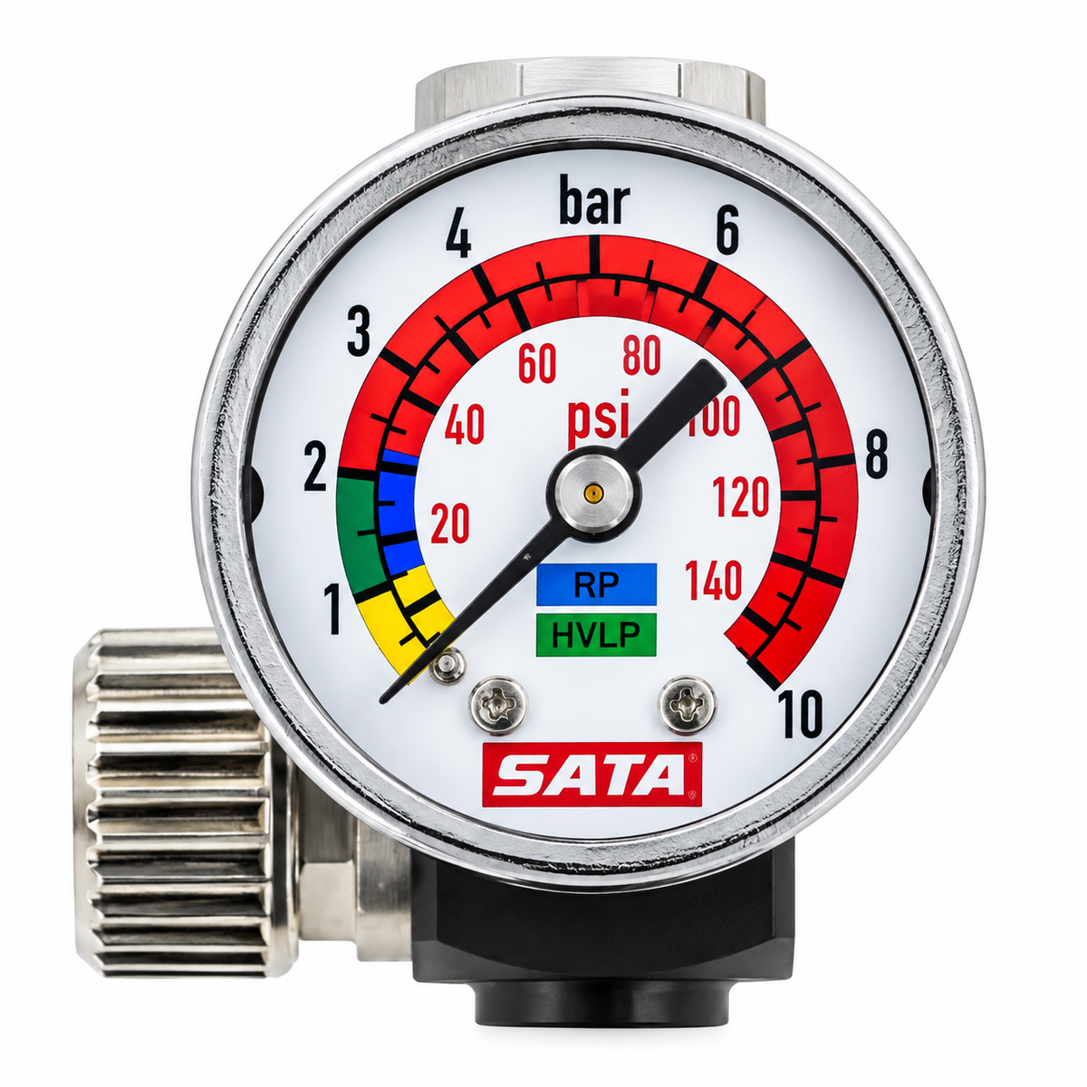 SATA air micrometer with gauge, 1/4" (male thread) and G 1/4" (female thread)